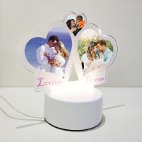 Sublimation Blank Acrylic lamp-frosted 3 hearts-with 3 colors USB stand