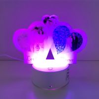 Sublimation Blank Acrylic lamp-white 3 hearts-with 15 colors USB stand and remote control