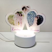 Sublimation Blank Acrylic lamp-white 3 hearts-with 15 colors USB stand and remote control