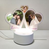 Sublimation Blank Acrylic lamp-white 3 hearts-with 15 colors USB stand and remote control