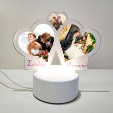 Sublimation Blank Acrylic lamp-white 3 hearts-with 3 colors USB stand