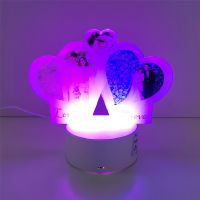 Sublimation Blank Acrylic lamp-white 3 hearts-with 3 colors USB stand