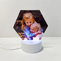 Sublimation Blank Acrylic lamp-frosted hexagon-with 15 colors USB stand and remote control