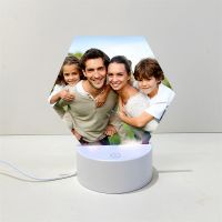 Sublimation Blank Acrylic lamp-frosted hexagon-with 15 colors USB stand and remote control