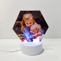 Sublimation Blank Acrylic lamp-frosted hexagon-with 3 colors USB stand