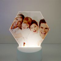 Sublimation Blank Acrylic lamp-frosted hexagon-with 3 colors USB stand