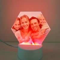 Sublimation Blank Acrylic lamp-frosted hexagon-with 3 colors USB stand