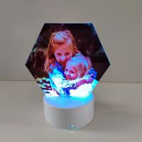 Sublimation Blank Acrylic lamp-white hexagon-with 15 colors USB stand and remote control