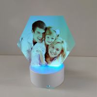 Sublimation Blank Acrylic lamp-white hexagon-with 15 colors USB stand and remote control