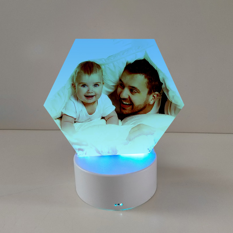 Sublimation Blank Acrylic lamp-white hexagon-with 3 colors USB stand