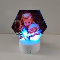 Sublimation Blank Acrylic lamp-white hexagon-with 3 colors USB stand