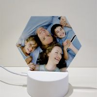 Sublimation Blank Acrylic lamp-white hexagon-with 3 colors USB stand