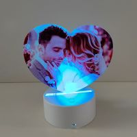 Sublimation Blank Acrylic lamp-frosted heart-with 15 colors USB stand and remote control