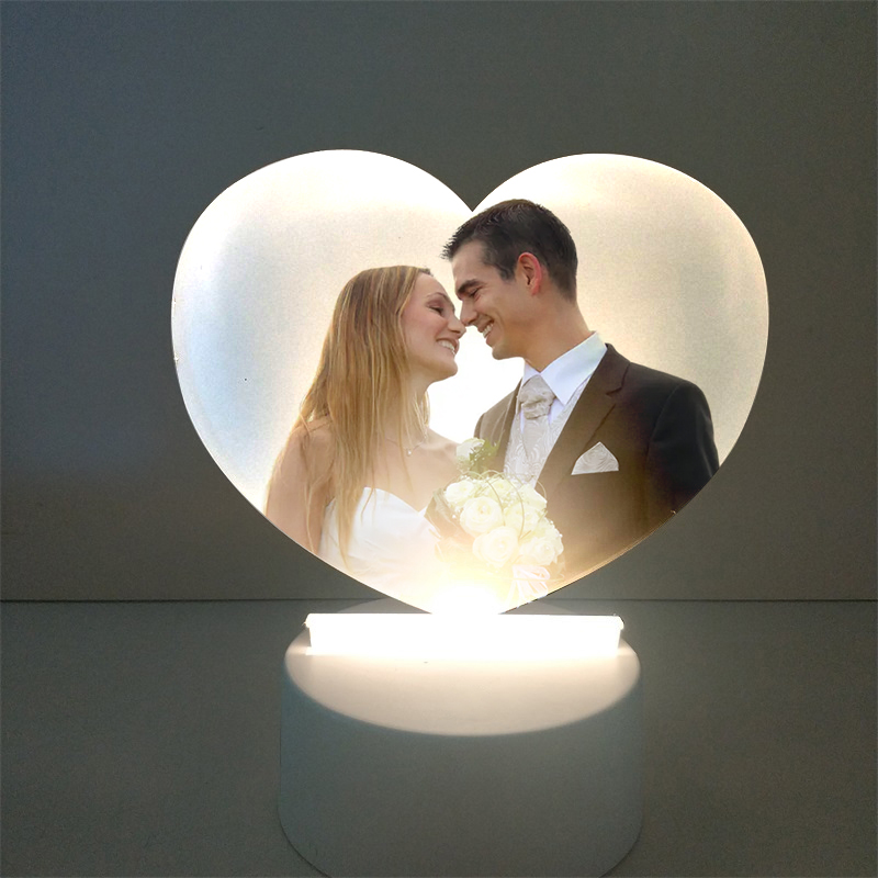 Sublimation Blank Acrylic lamp-frosted heart-with 3 colors USB stand