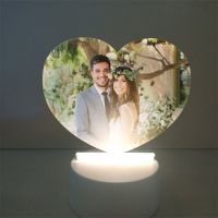 Sublimation Blank Acrylic lamp-frosted heart-with 3 colors USB stand