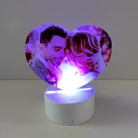 Sublimation Blank Acrylic lamp-white heart-with 15 colors USB stand and remote control