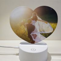 Sublimation Blank Acrylic lamp-white heart-with 15 colors USB stand and remote control