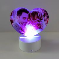 Sublimation Blank Acrylic lamp-white heart-with 3 colors USB stand