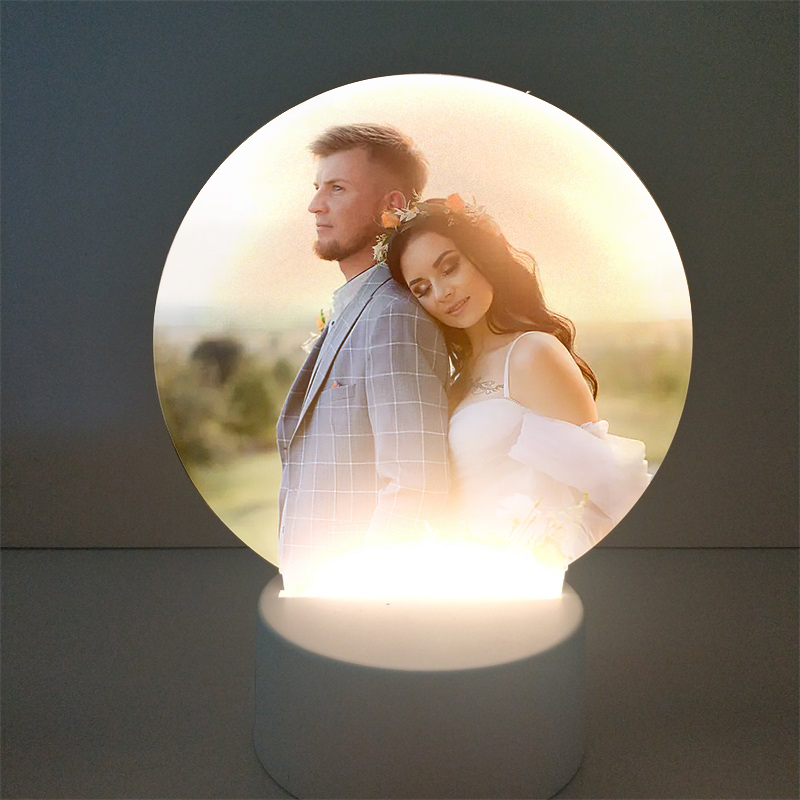 Sublimation Blank Acrylic lamp-frosted round-with 3 colors USB stand