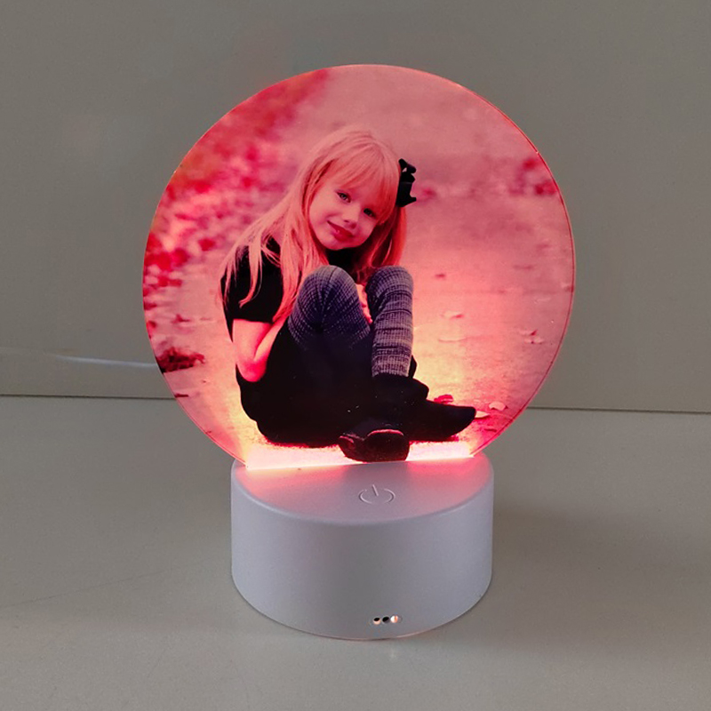 Sublimation Blank Acrylic lamp-white round-with 15 colors USB stand and remote control