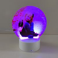 Sublimation Blank Acrylic lamp-white round-with 15 colors USB stand and remote control