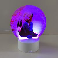 Sublimation Blank Acrylic lamp-white round-with 3 colors USB stand