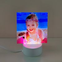 Sublimation Blank Acrylic lamp-white square-with 3 colors USB stand