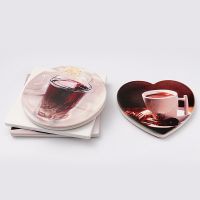 Sublimation Tea Cup Ceramic Coasters with Cork-heart