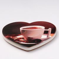 Sublimation Tea Cup Ceramic Coasters with Cork-heart