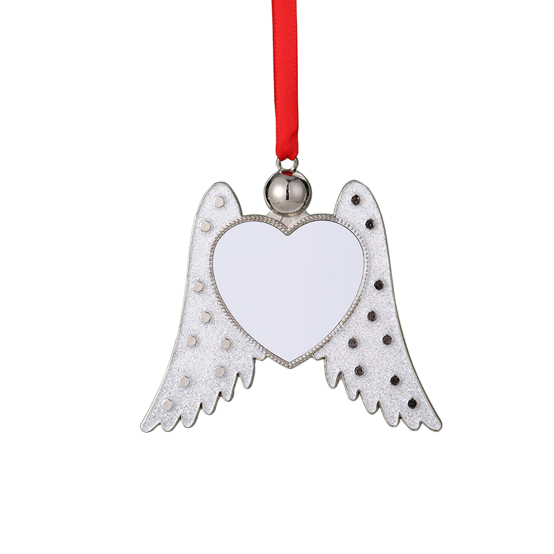 Sublimation Angel Wings Metal Christmas Ornament-white