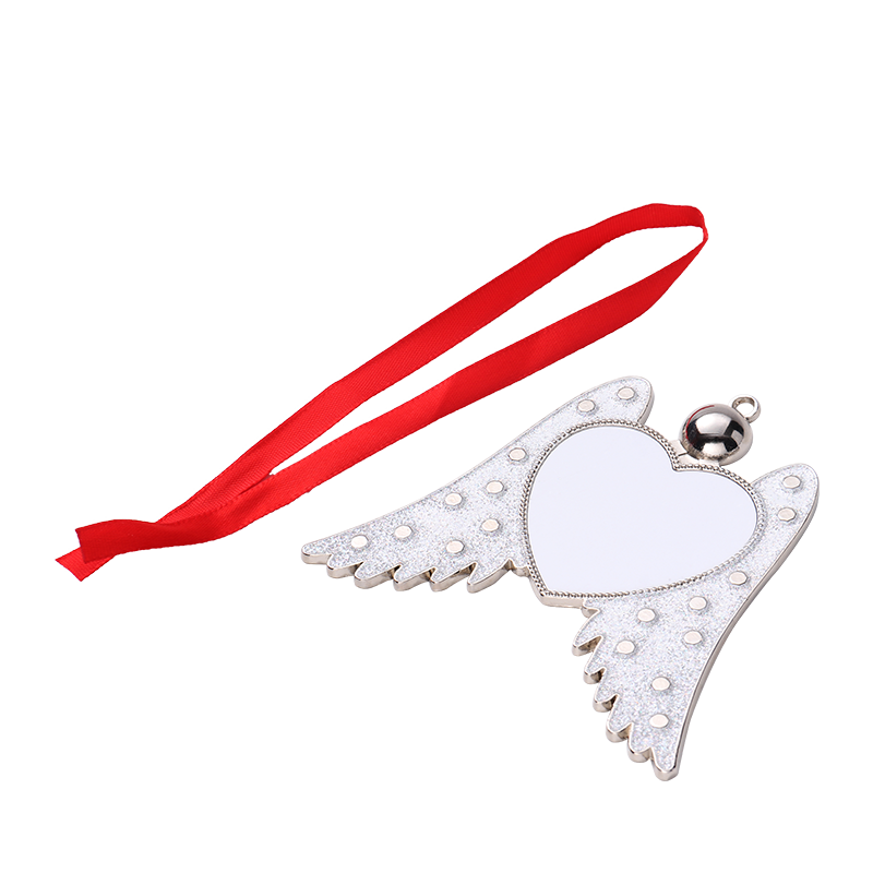 Sublimation Angel Wings Metal Christmas Ornament-white