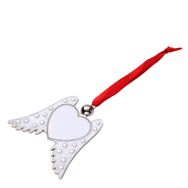 Sublimation Angel Wings Metal Christmas Ornament-white