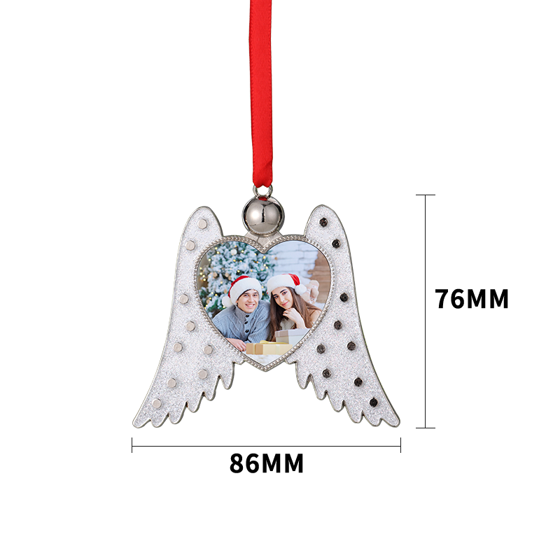 Sublimation Angel Wings Metal Christmas Ornament-white