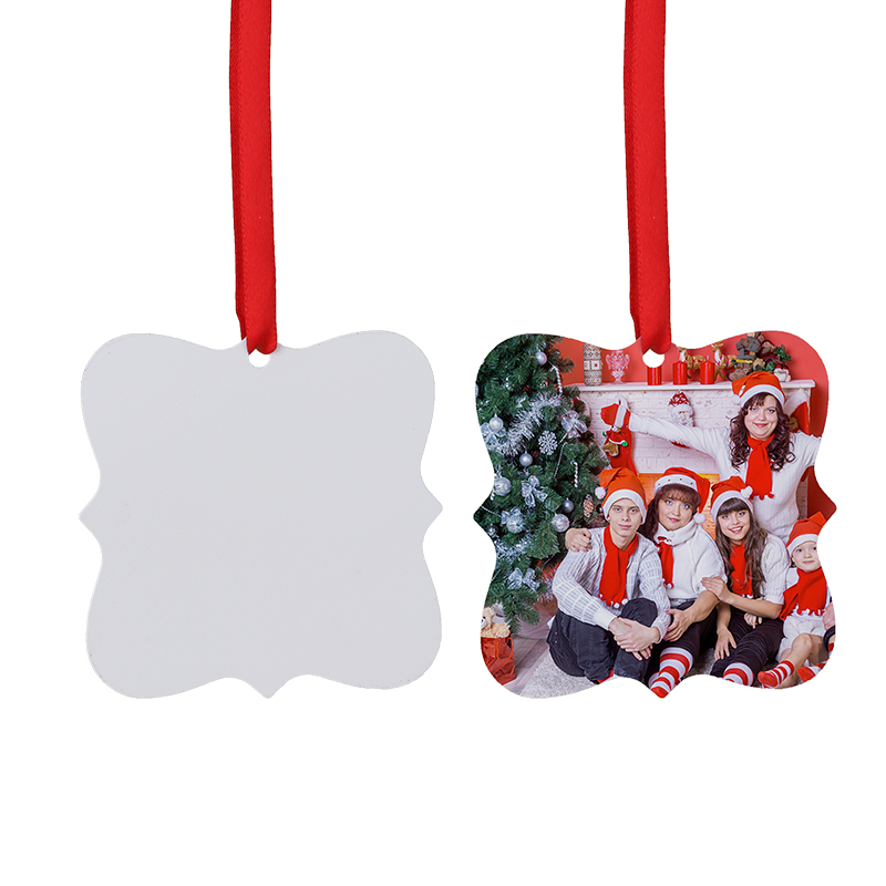 Sublimation Double-side Aluminum Double-sided Christmas Ornaments-Square flower