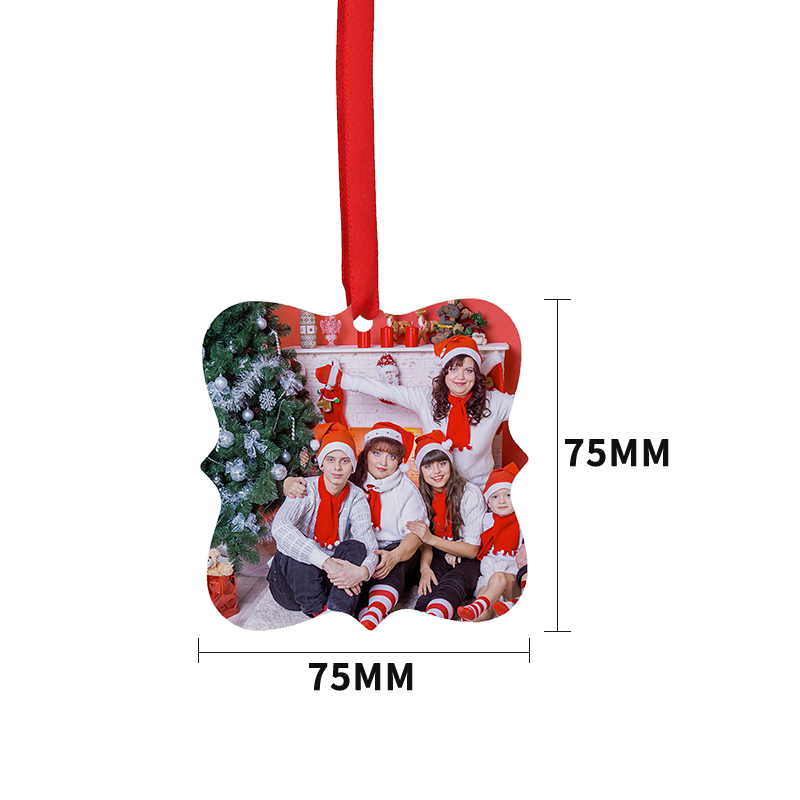 Sublimation Double-side Aluminum Double-sided Christmas Ornaments-Square flower