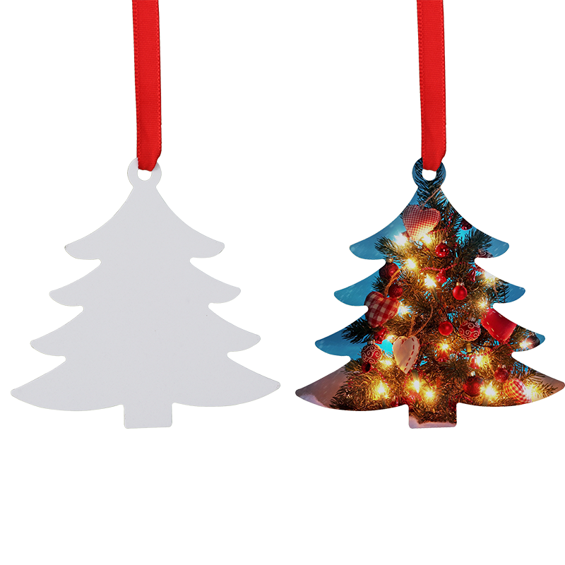 Sublimation Double-side Aluminum Christmas Ornaments-tree