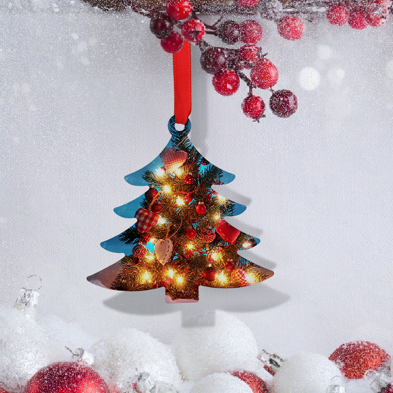 Sublimation Double-side Aluminum Christmas Ornaments-tree