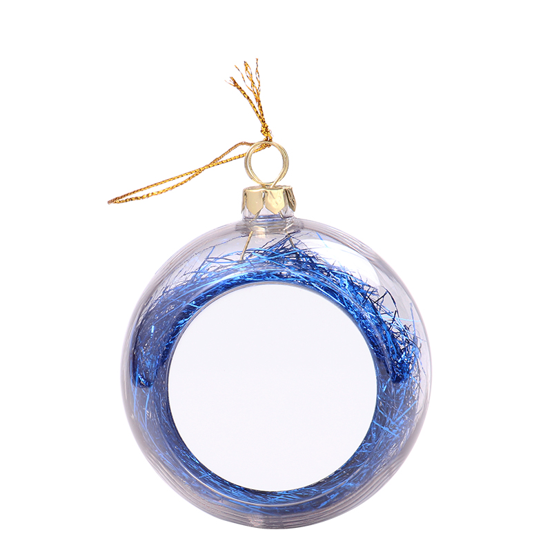 Sublimation Blank 8cm Christmas Ornaments Plastic Ball-blue