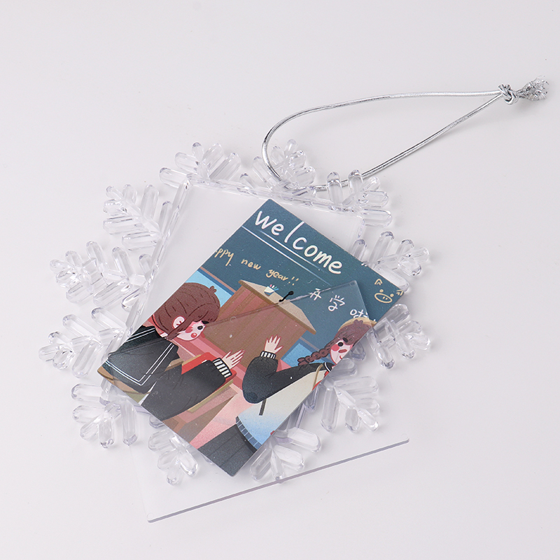 Sublimation Snowflake Transparent Open Blank Clear Plastic Christmas Ornaments-lager