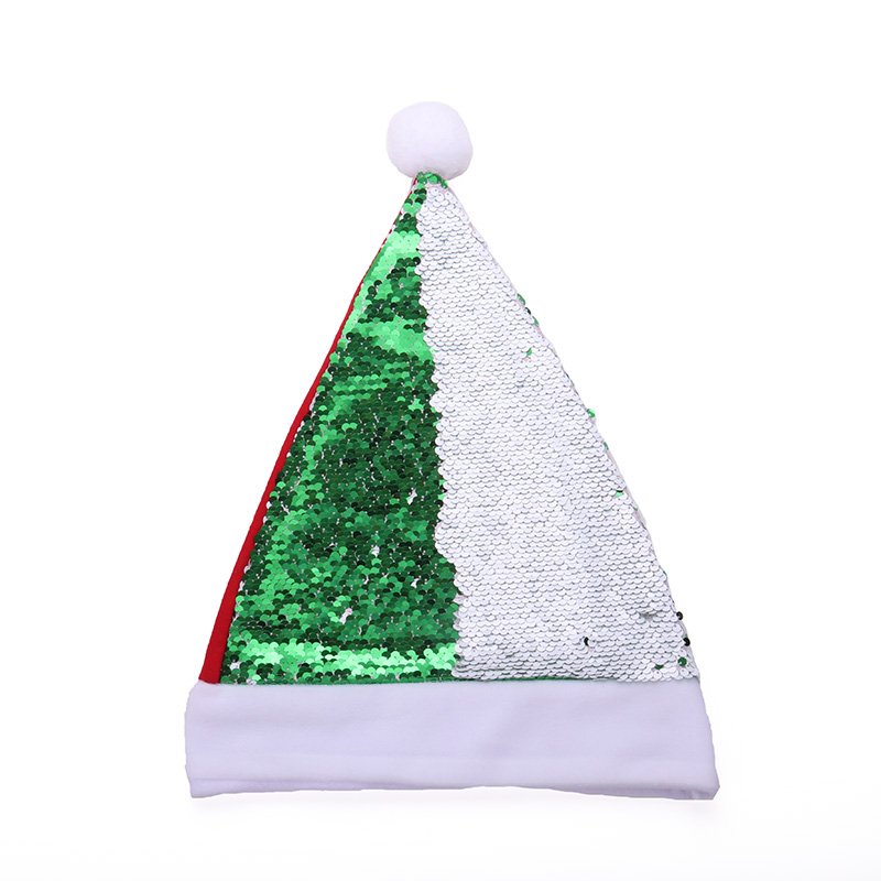 Sublimation Sequin Christmas Santa Hats-GREEN