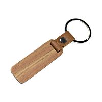 Laser Engraving Blank Rectangle Wood Keychain with Leather Closure-65mm*28mm*4mm