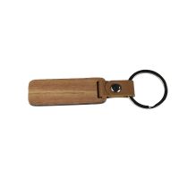 Laser Engraving Blank Rectangle Wood Keychain with Leather Closure-65mm*28mm*4mm