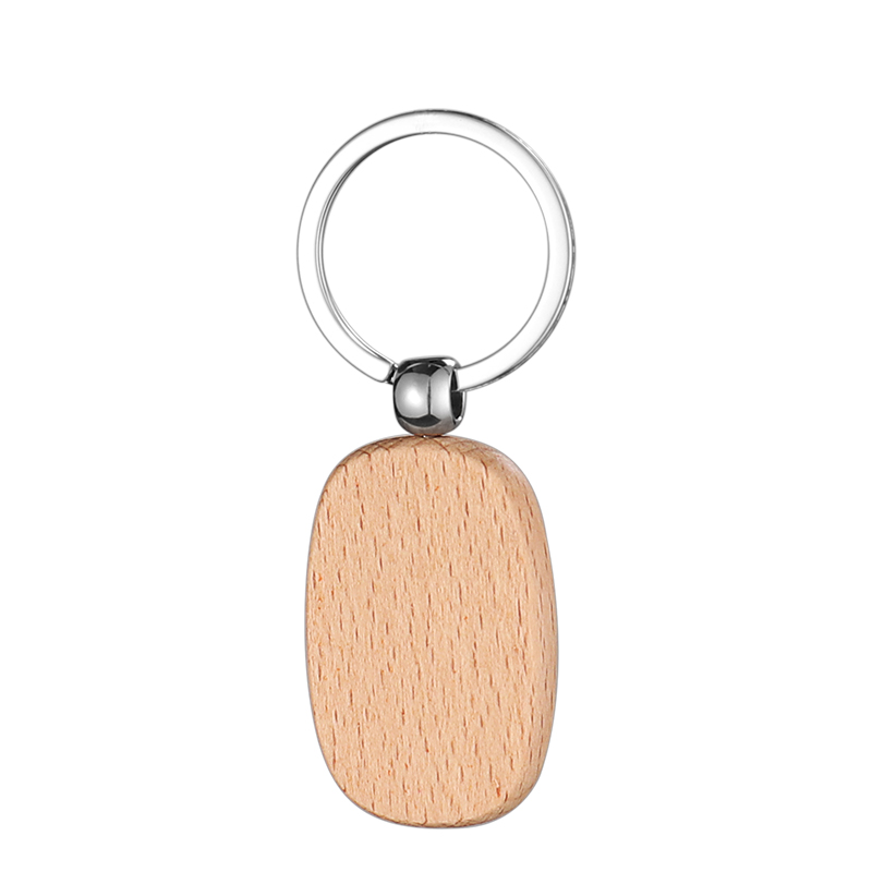 Laser Engraving Blank Wood Keychain-long oval