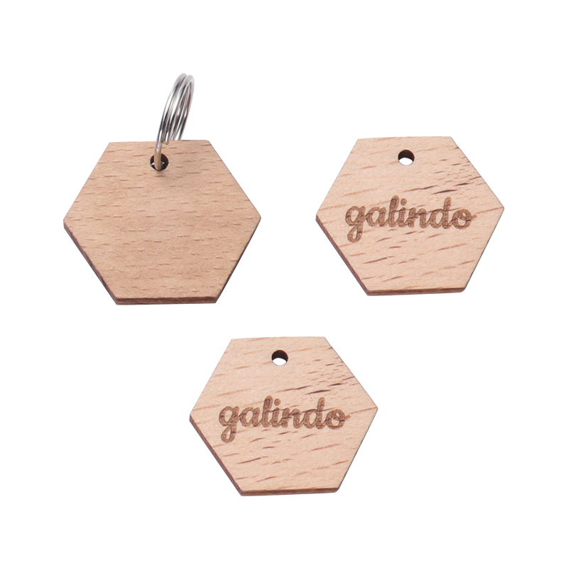 Laser Engraving Blank Wood Dog Pet Tag -hexagon