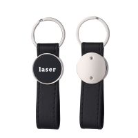 Laser Engraving Blank Leather Metal Keychain-round