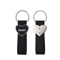 Laser Engraving Blank Leather Metal Keychain-heart