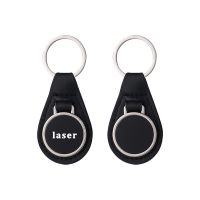 Laser Engraving Leather Metal Keychain with Black Aluminum Insert-oval shape