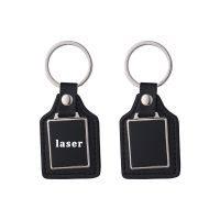 Laser Engraving Black Leather Metal Keychain with Black Aluminum Insert-PLS013