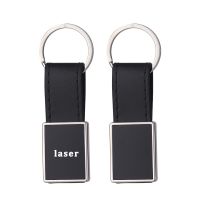 Laser Engraving Leather Metal Keychain with Black Aluminum Insert-PLS014