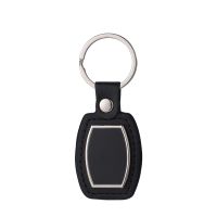 Laser Engraving Leather Metal Keychain with Black Aluminum Insert-PLS020